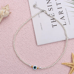 Pearl Choker Evil Eye Beads Necklace Women