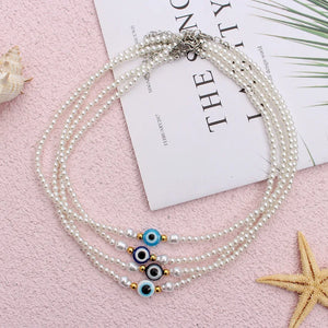 Pearl Choker Evil Eye Beads Necklace Women