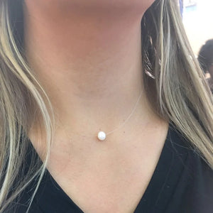 Clear Pearl Necklace 8mm Floating Pearls