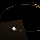 Clear Pearl Necklace 8mm Floating Pearls