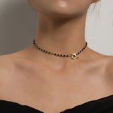Pearl Crystal Chain Necklace Moon Ears Choker Party Jewelry