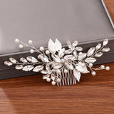 Pearl Crystal Flower Leaves Hair Combs Vines Band Wedding Hair Accessories