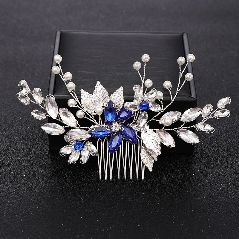 Pearl Crystal Flower Leaves Hair Combs Vines Band Wedding Hair Accessories