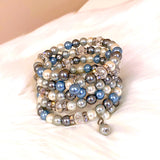 Pearl Crystal Beaded Elastic Bracelet Women's Cuff Jewelry