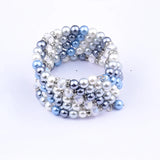 Pearl Crystal Beaded Elastic Bracelet Women's Cuff Jewelry