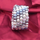 Pearl Crystal Beaded Elastic Bracelet Women's Cuff Jewelry