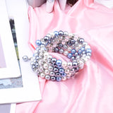 Pearl Crystal Beaded Elastic Bracelet Women's Cuff Jewelry