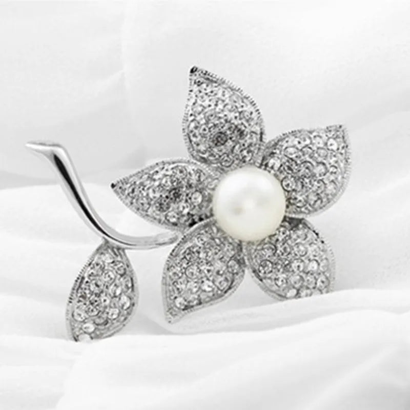 Pearl Leaf Flowers Brooches Wedding Pearl Pins Coat Accessories