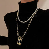 Pearl Crystal No. 5 Necklaces Retro Sweater Chain Collores