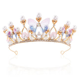 Pearl Crystal Princess Crown Rhinestone Tiaras for Girls Birthday Wedding