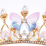 Pearl Crystal Princess Crown Rhinestone Tiaras for Girls Birthday Wedding