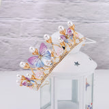 Pearl Crystal Princess Crown Rhinestone Tiaras for Girls Birthday Wedding