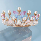 Pearl Crystal Princess Crown Headwear Rhinestone Tiaras for Girls