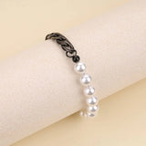 Pearl Cuban Chain Bracelet Girl Women Adjustable Charm Kpop Stainless Steel