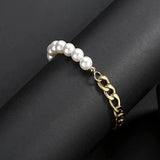 Pearl Cuban Chain Bracelet Girl Women Adjustable Charm Kpop Stainless Steel
