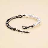 Pearl Cuban Chain Bracelet Girl Women Adjustable Charm Kpop Stainless Steel