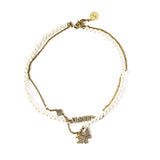 Pearl Double Layer Necklace with Star Butterfly Pendant