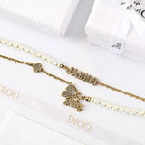Pearl Double Layer Necklace with Star Butterfly Pendant