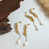 Pearl Drop Earrings Titanium Steel Long Earring Christmas Jewelry