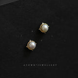 925 Sterling Silver Pearl Stud Earrings Little