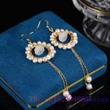 Chalcedony Charm Gemstone Silver Earrings for Women