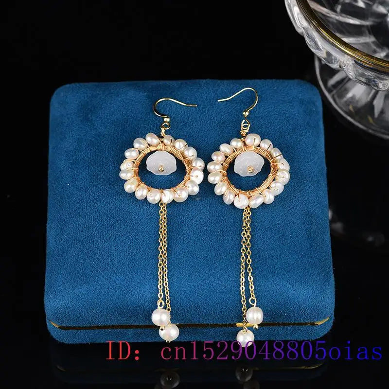 Chalcedony Charm Gemstone Silver Earrings for Women