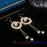 Chalcedony Charm Gemstone Silver Earrings for Women