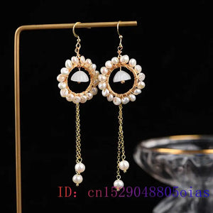 Chalcedony Charm Gemstone Silver Earrings for Women
