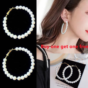 Big Circle Retro Pearl Earrings for Europe and America