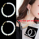 Big Circle Retro Pearl Earrings for Europe and America