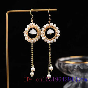 Chalcedony Pearl Earrings 925 Silver Charm Jewelry