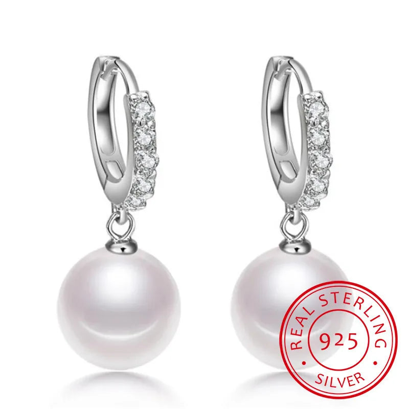 Freshwater Pearl Sterling Silver Earrings Wedding Gift