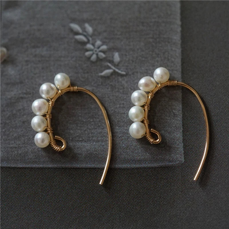 Pearl Earrings Filled Jewelry Vintage Charm Brincos Minimalist Jewelry