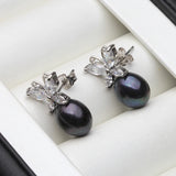 Freshwater Grey Pearl Tassel Earrings 925 Sterling Silver Jewelry