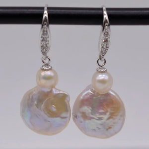 Baroque Style Freshwater Pearl Earrings 925 Sterling Silver Women's Studs