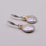 Baroque Style Freshwater Pearl Earrings 925 Sterling Silver Women's Studs
