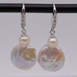 Baroque Style Freshwater Pearl Earrings 925 Sterling Silver Women's Studs