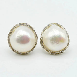 Baroque Pearl Silver Braided Earrings Ladies Earrings