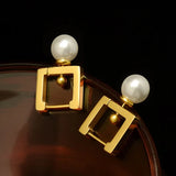 Pearl Earrings Stainless Steel Hoop for Women