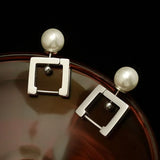 Pearl Earrings Stainless Steel Hoop for Women