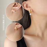 Pearl Earrings Stainless Steel Hoop for Women