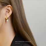 Pearl Earrings Stainless Steel Hoop for Women