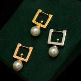 Pearl Earrings Stainless Steel Hoop for Women