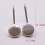 Baroque Pearl Drop Earrings Silver Coin Fish Hook Women's Earrings