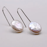 Baroque Pearl Drop Earrings Silver Coin Fish Hook Women's Earrings