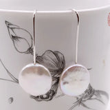 Baroque Pearl Drop Earrings Silver Coin Fish Hook Women's Earrings