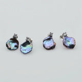 Baroque Pearl Silver Stud Earrings Natural Zirconia Women Flat Stud Earrings