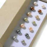 Multicolor Shell Pearl Stud Earrings Set - 7 Pairs 8mm, Women's Jewelry Gift