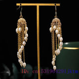 Pearl Earrings 925 Silver Real Amulet Jewelry Gemstones