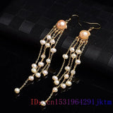 925 Silver Pearl Earrings Women Amulets Jewelry Natural Gemstone Gift